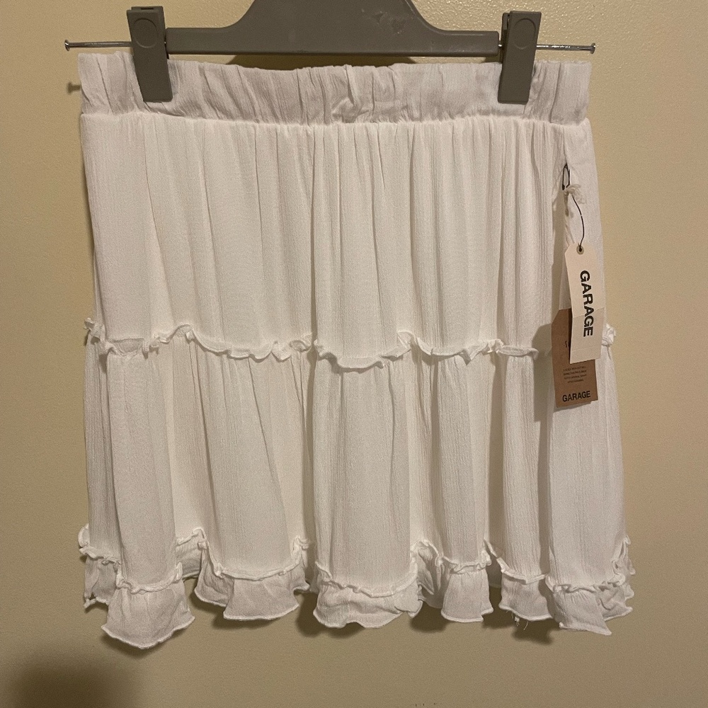 *NWT*Garage Women's Small Tiered White Mini Skirt
